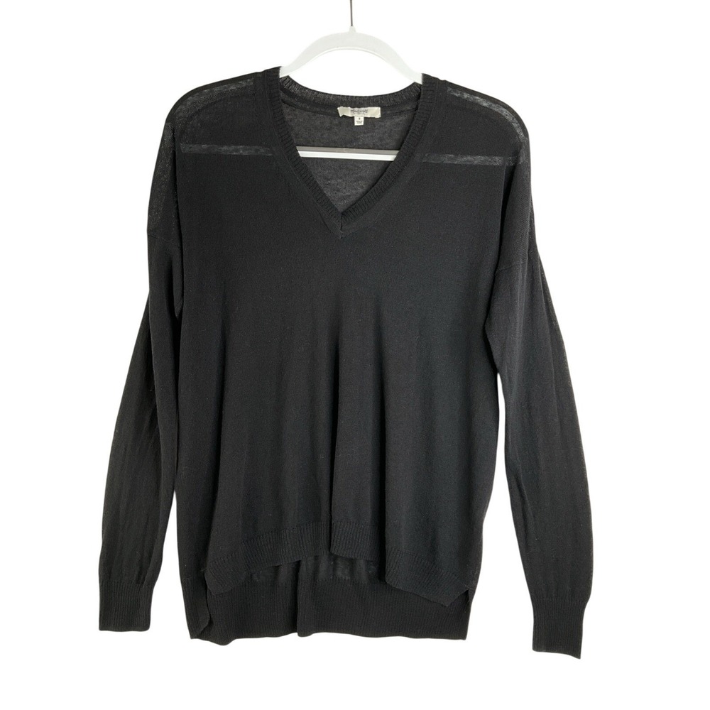 Madewell Semi Sheer Slub Linen Blend V-Neck Pullover Top Long Sleeve Casual S